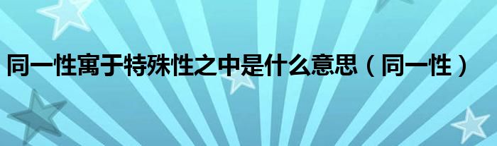 同一性寓于特殊性之中是什么意思（同一性）