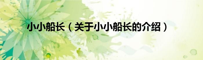 小小船长(关于小小船长的介绍)