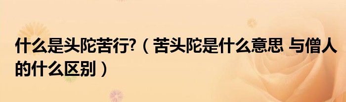 什么是头陀苦行?(苦头陀是什么意思 与僧人的什么区别)