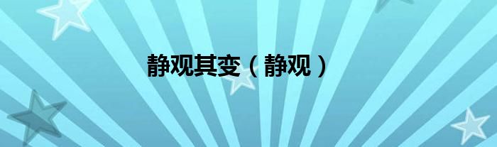 静观其变(静观)