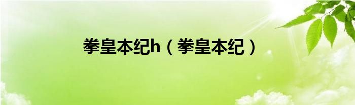 拳皇本纪h（拳皇本纪）