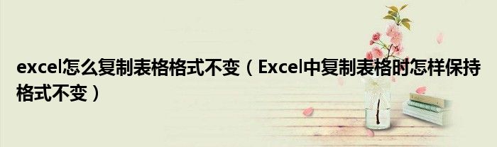 excel怎么复制表格格式不变（Excel中复制表格时怎样保持格式不变）
