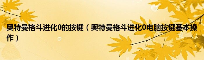 奥特曼格斗进化0的按键（奥特曼格斗进化0电脑按键基本操作）