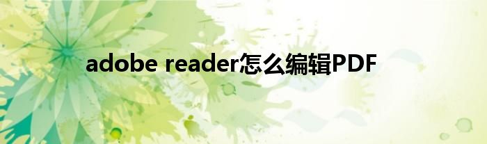 adobe reader怎么编辑PDF