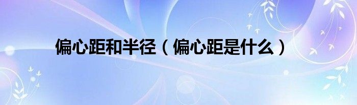 偏心距和半径（偏心距是什么）
