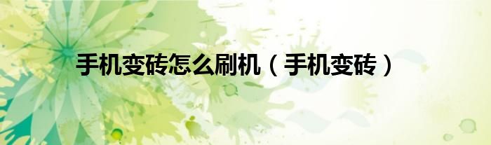 手机变砖怎么刷机(手机变砖)